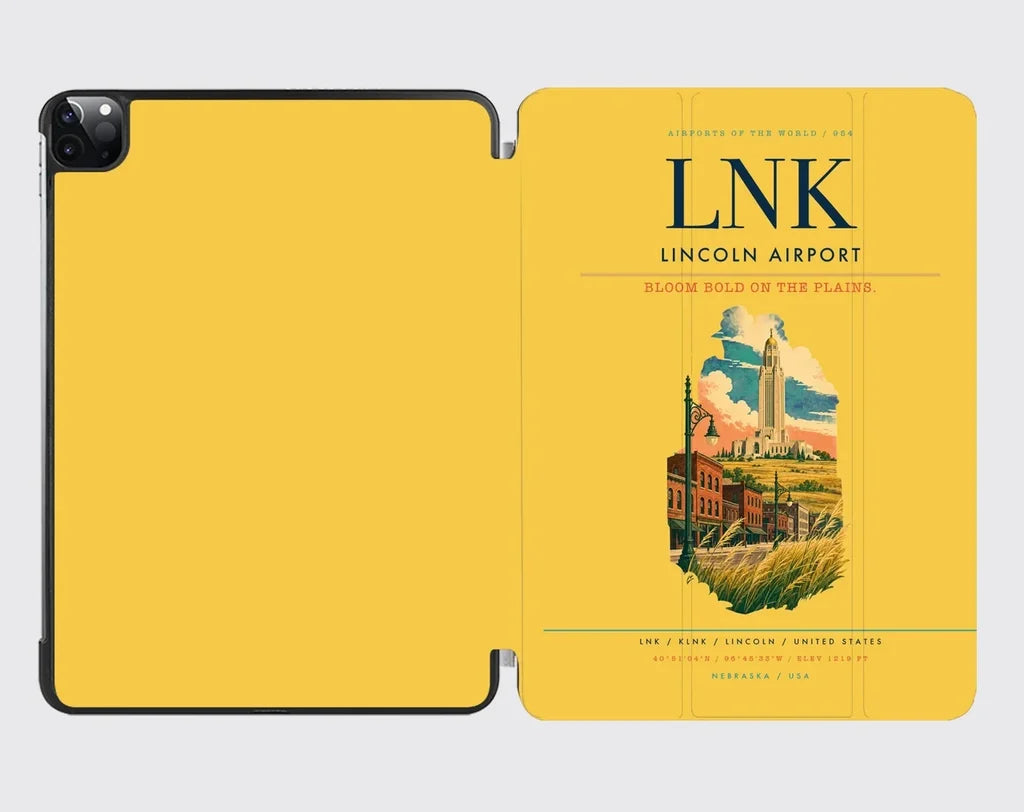 Lincoln Airport (LNK) design on yellow ipad tablet case