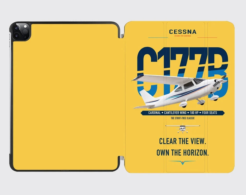 Cessna 177B Cardinal design on yellow ipad tablet case