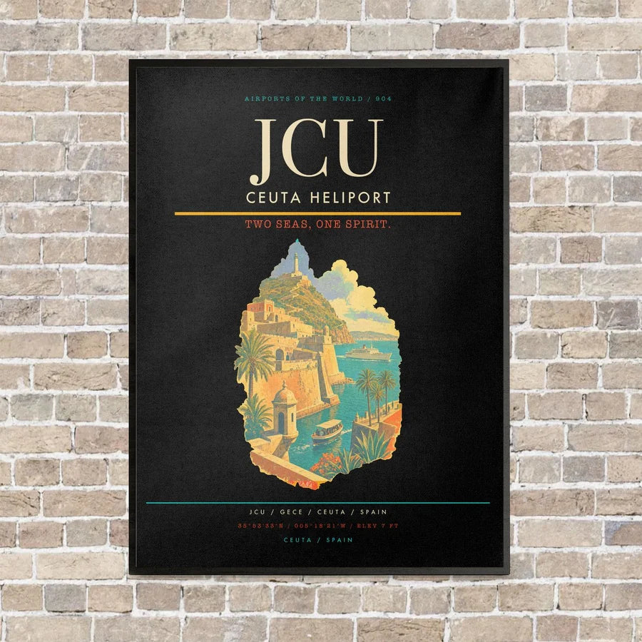 Ceuta Heliport JCU vertical canvas print - framed - black background