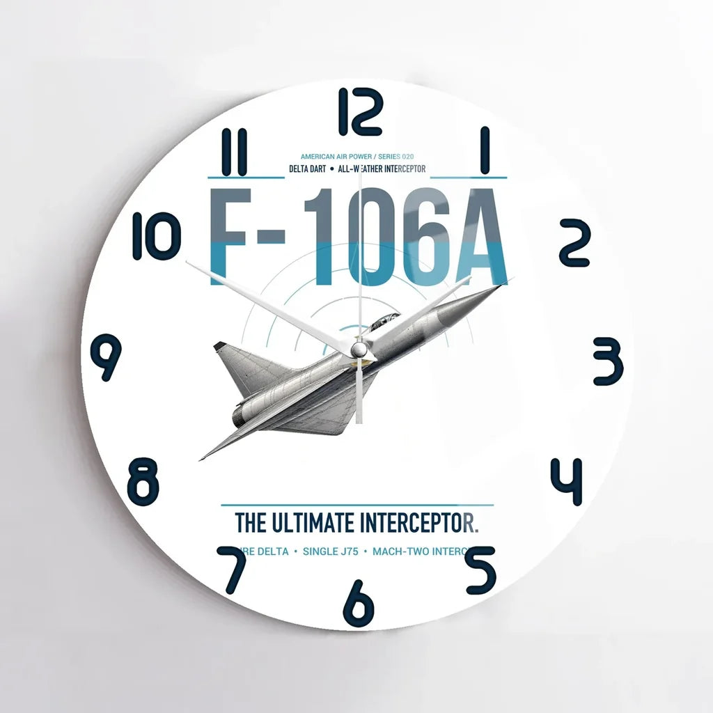 F-106A Delta Dart design on white no frame wall clock