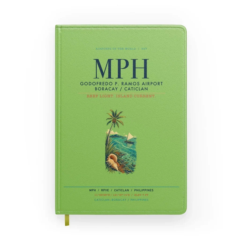 Godofredo P. Ramos Airport Boracay Caticlan (MPH) design on light green notebook