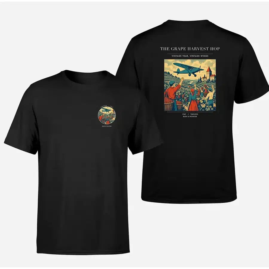 VINTAGE G4445 - The Grape Harvest Hop - Double-Side T-Shirt design on black double side t shirt