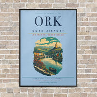 Thumbnail for Cork Airport ORK vertical canvas print - framed - light blue background