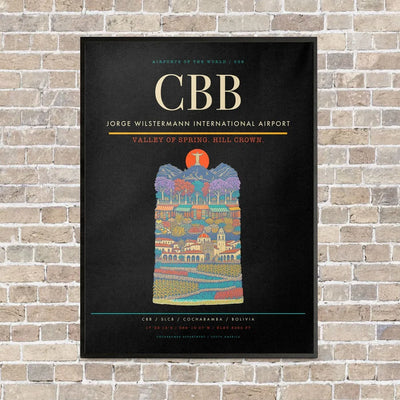 Jorge Wilstermann International Airport CBB - Canvas Framed - Black