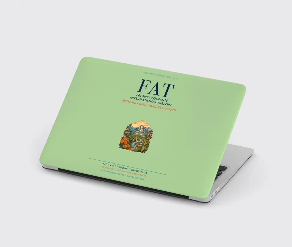 Fresno Yosemite International Airport (FAT) design on light green MacBook case