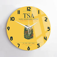 Thumbnail for Taipei Songshan Airport (TSA) design on yellow no frame wall clock