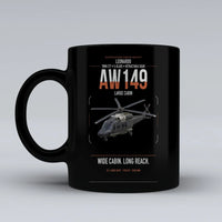 Thumbnail for Leonardo AW149 design on black ceramic mug, double-side print