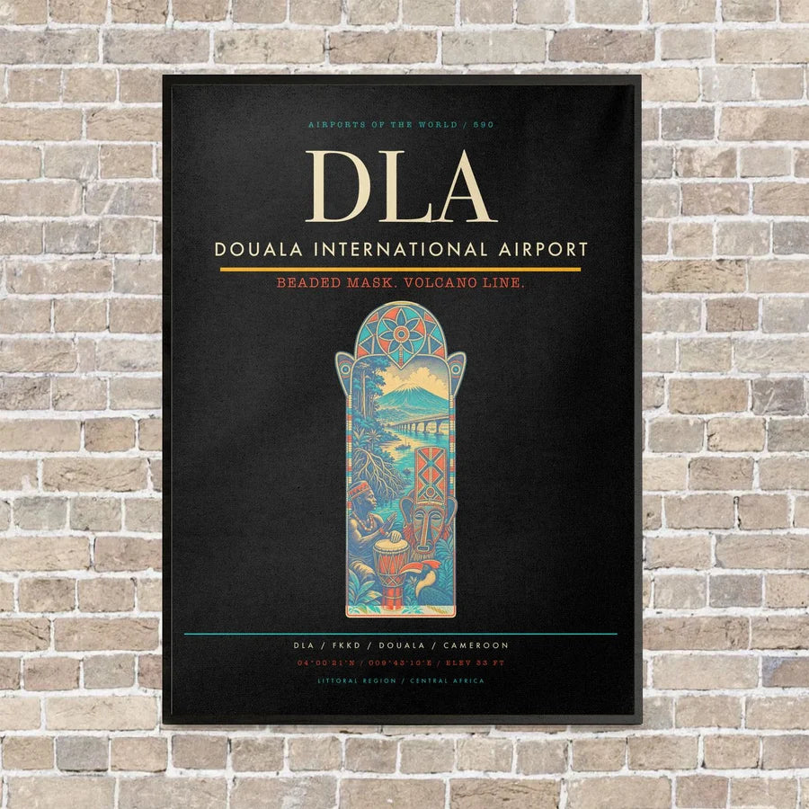 Douala International Airport DLA vertical canvas print - framed - black background