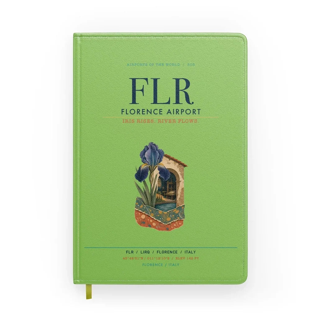 Florence Airport (FLR) design on light green notebook