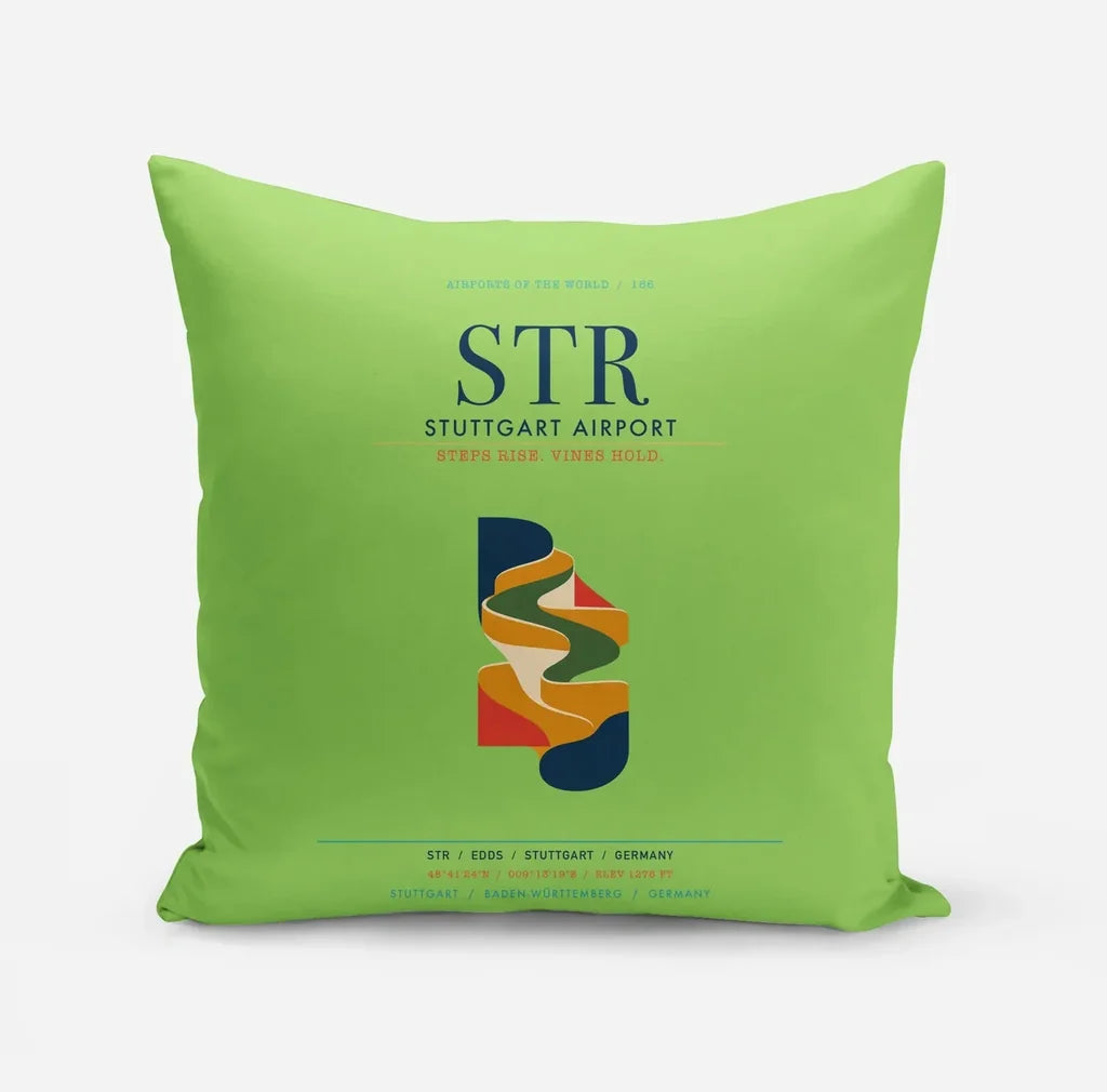 Stuttgart Airport (STR) design on light green pillow