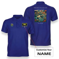 Thumbnail for VINTAGE G4275 - The Stilt Village Call - Double-Side Polo T-Shirt design on blue+name