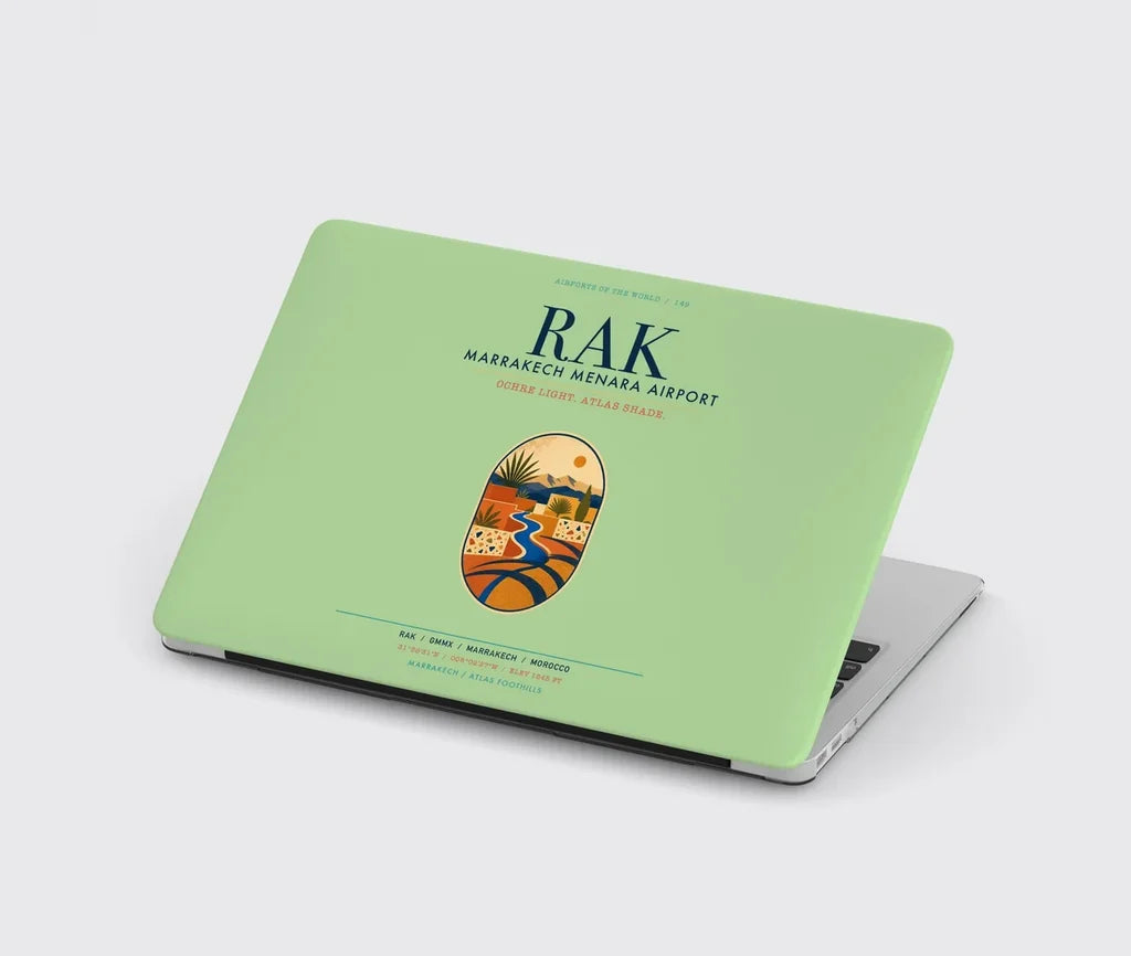 Marrakech Menara Airport (RAK) design on light green MacBook case