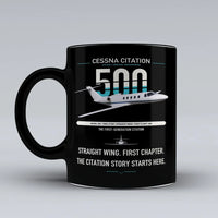 Thumbnail for Cessna Citation 500 - Citation I design on black ceramic mug, double-side print