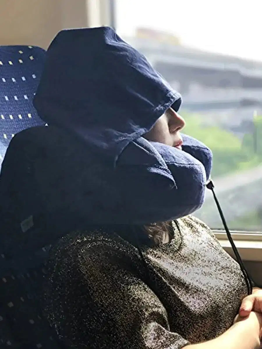 Inflatable U-Shaped Hooded Travel Travel Pillow - view 3