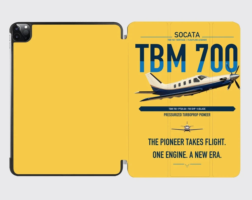 Socata TBM 700 design on yellow ipad tablet case