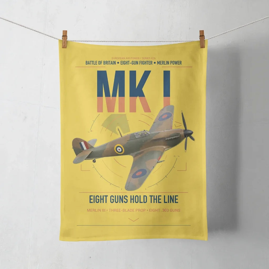 Hawker Hurricane Mk I design on yellow towel
