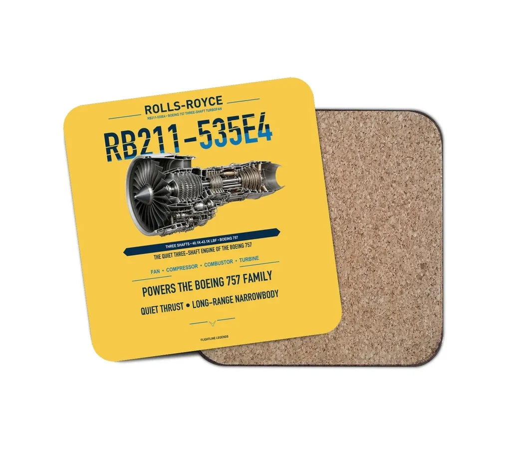 RB211-535E4 design on yellow 1 piece coaster