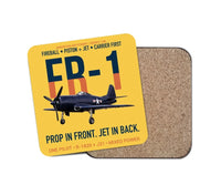 Thumbnail for FR-1 Fireball Prop in Front Jet in Back design on yellow 1 piece coaster