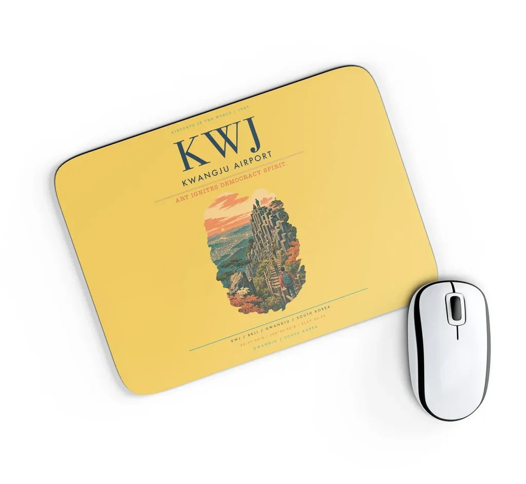 Kwangju Airport (KWJ) design on yellow rectangle mouse pad