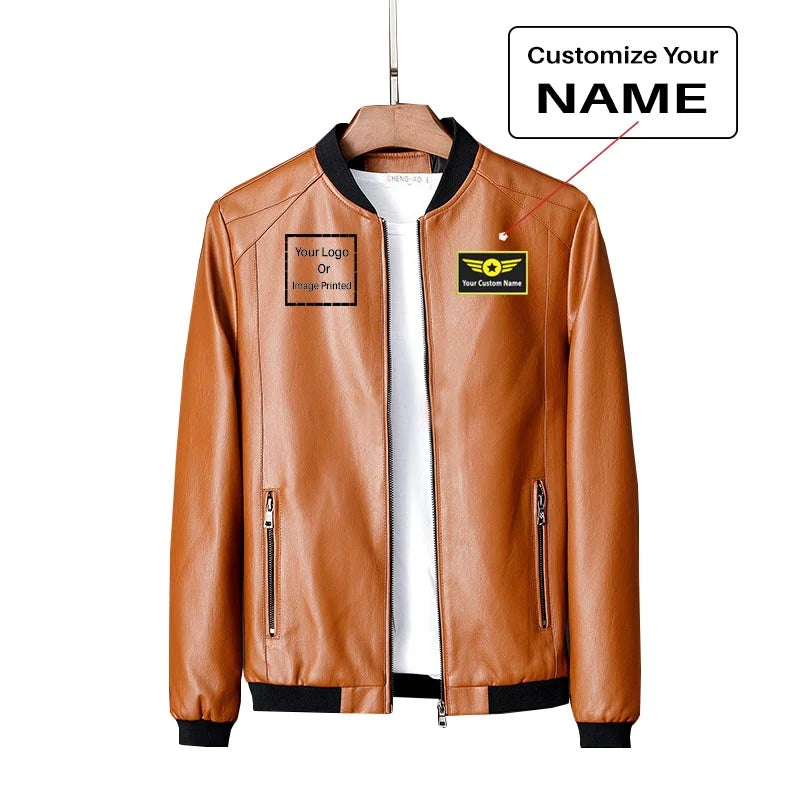 Customisable Name + LOGO Leather Jacket - view 3