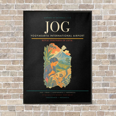 Yogyakarta International Airport JOG vertical canvas print - framed - black background