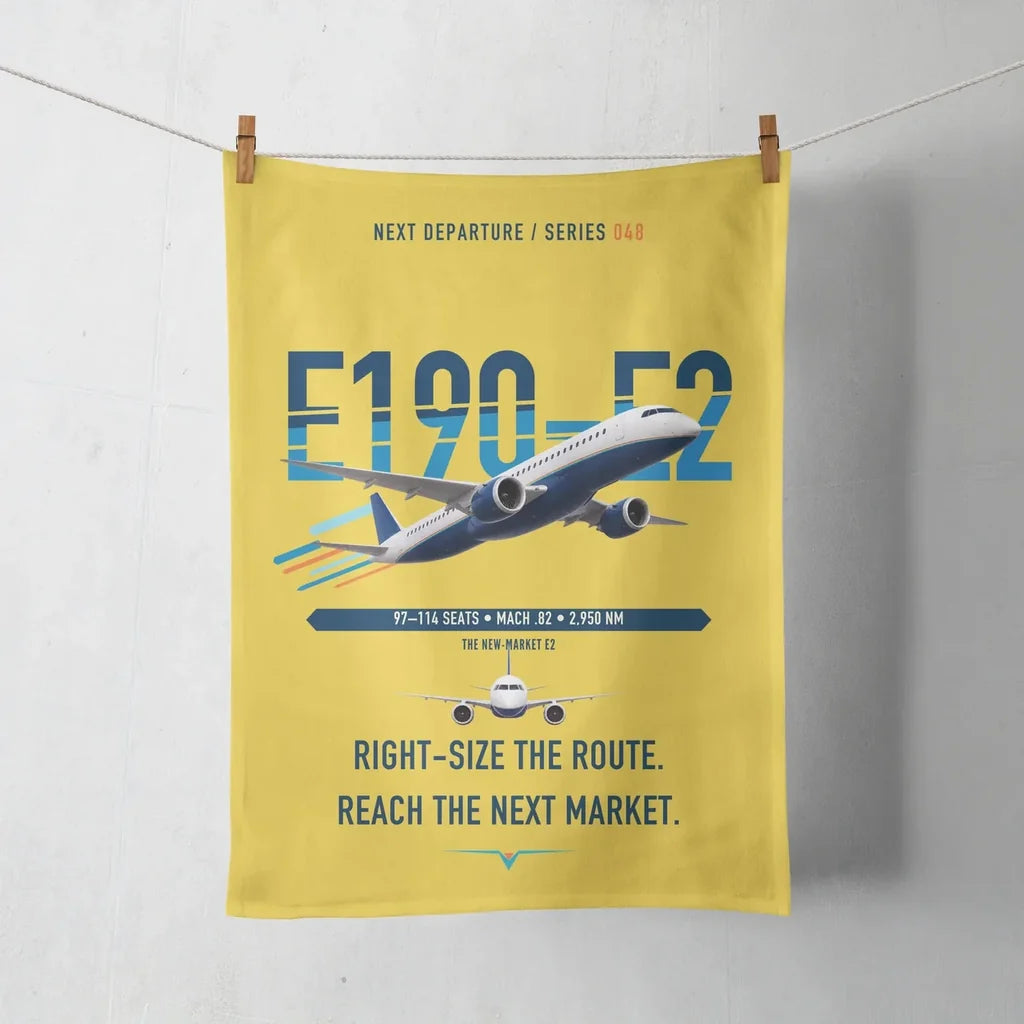 Embraer E190-E2 design on yellow towel