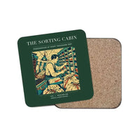 Thumbnail for The Sorting Cabin - Designed Coasters design on dark green 1-piece