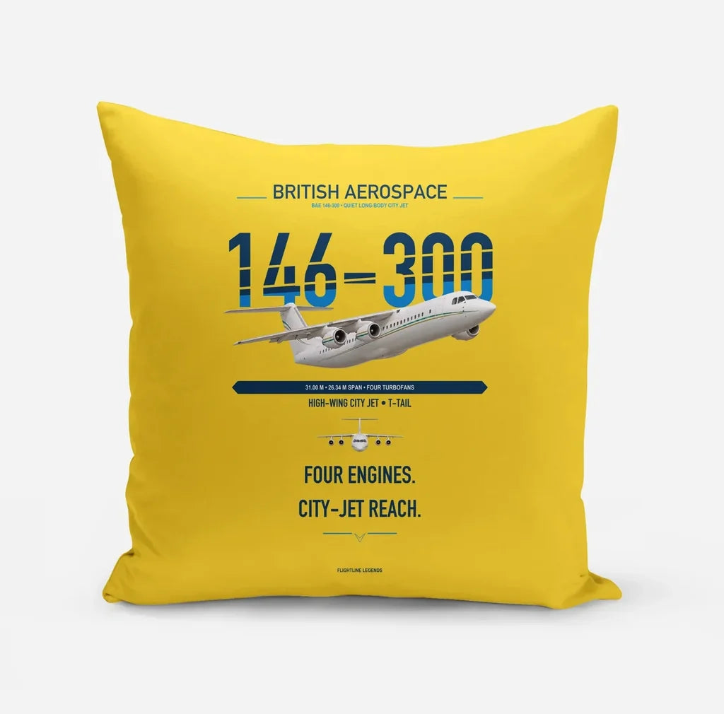 BAe 146-300 design on yellow pillow