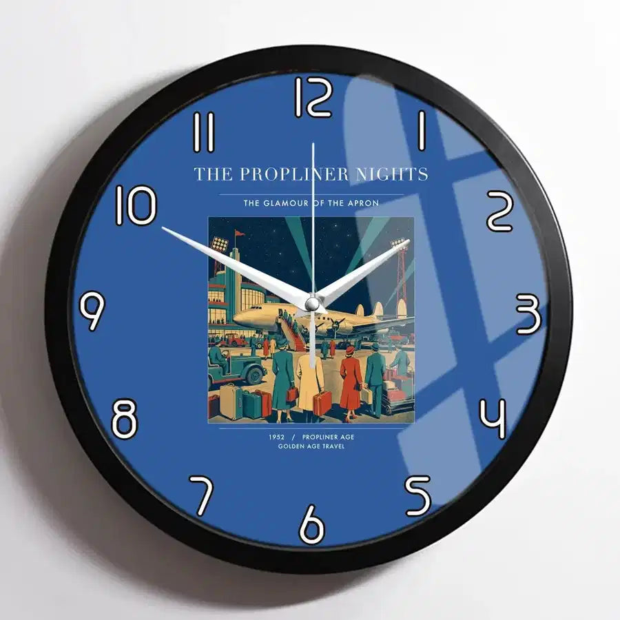 VINTAGE G4080 - The Propliner Nights - Designed Wall Clocks design on blue framed
