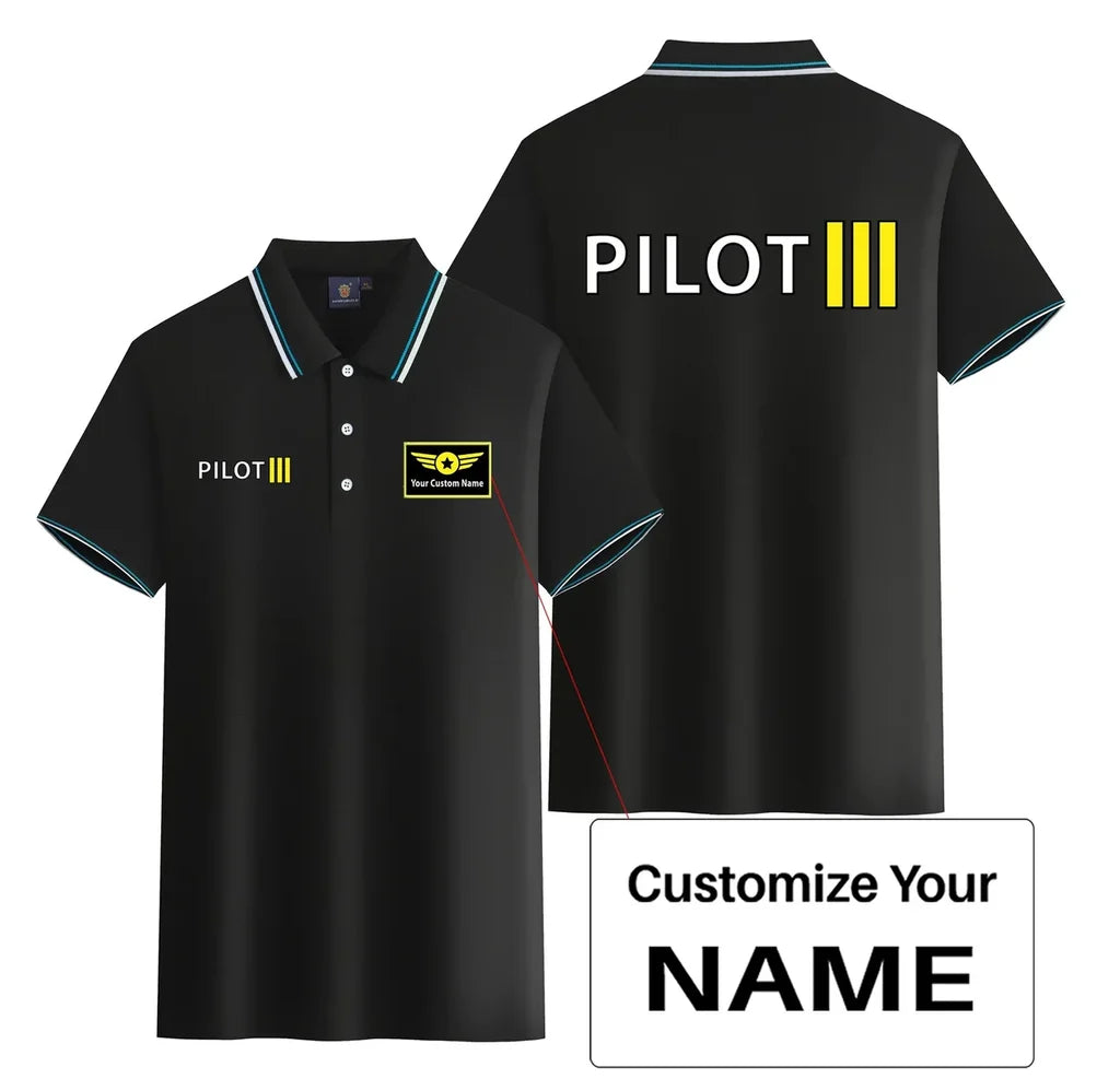 Customisable Pilot & Stripes Polo Shirt - view 3
