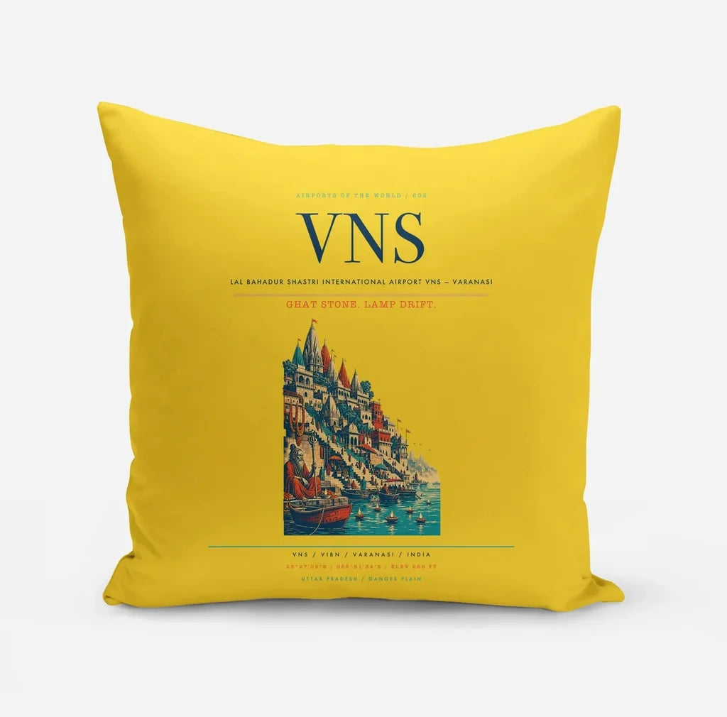 Lal Bahadur Shastri International Airport (VNS) design on yellow pillow