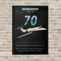 Thumbnail for Bombardier Learjet 70 vertical canvas print - framed - black background