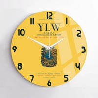 Thumbnail for Kelowna International Airport (YLW) design on yellow no frame wall clock