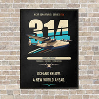 Thumbnail for Boeing 314 Clipper vertical canvas print - framed - black background