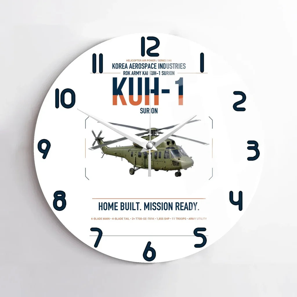 Korea Aerospace Industries KUH-1 Surion design on white no frame wall clock