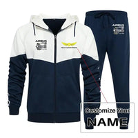 Thumbnail for Airbus A330neo & Trent 7000 Zipped Hoodie - Colourful - Blue + Name (Customizable)