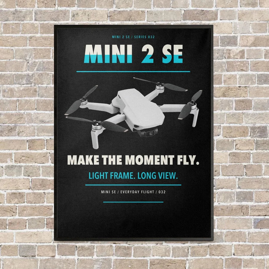 DJI Mini 2 SE vertical canvas print - framed - black background