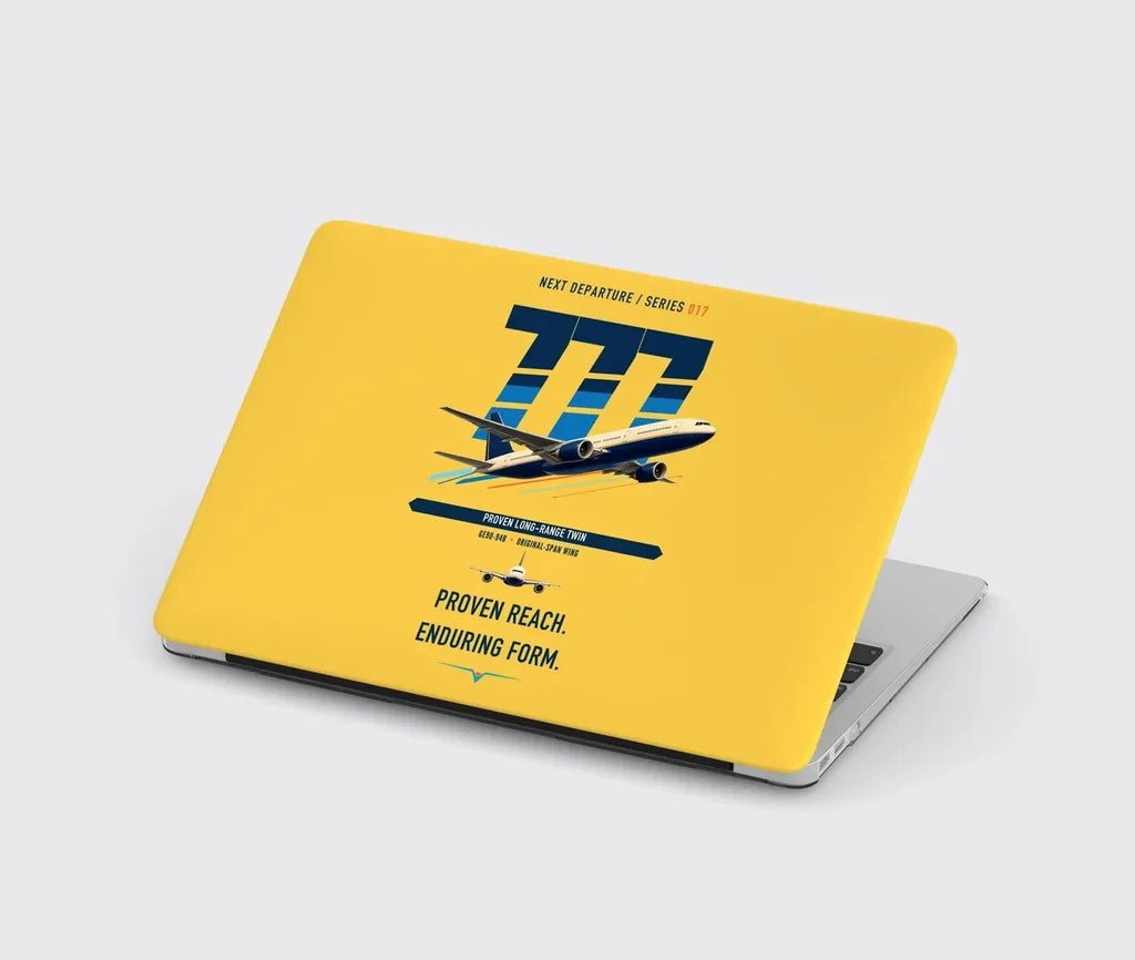 Boeing 777-200ER design on yellow MacBook case