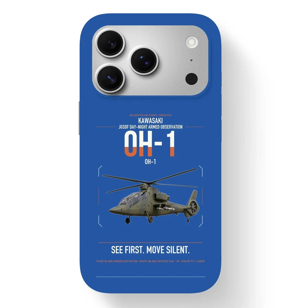 Kawasaki OH-1 design on blue magsafe iphone case, for iPhone 17 Pro