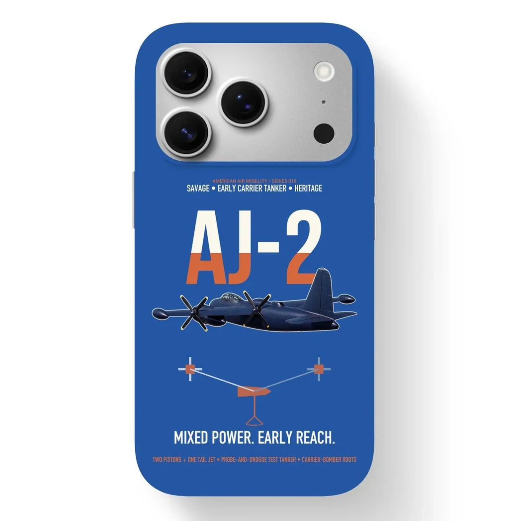 AJ-2 Savage Tanker design on blue magsafe iphone case, for iPhone 17 Pro