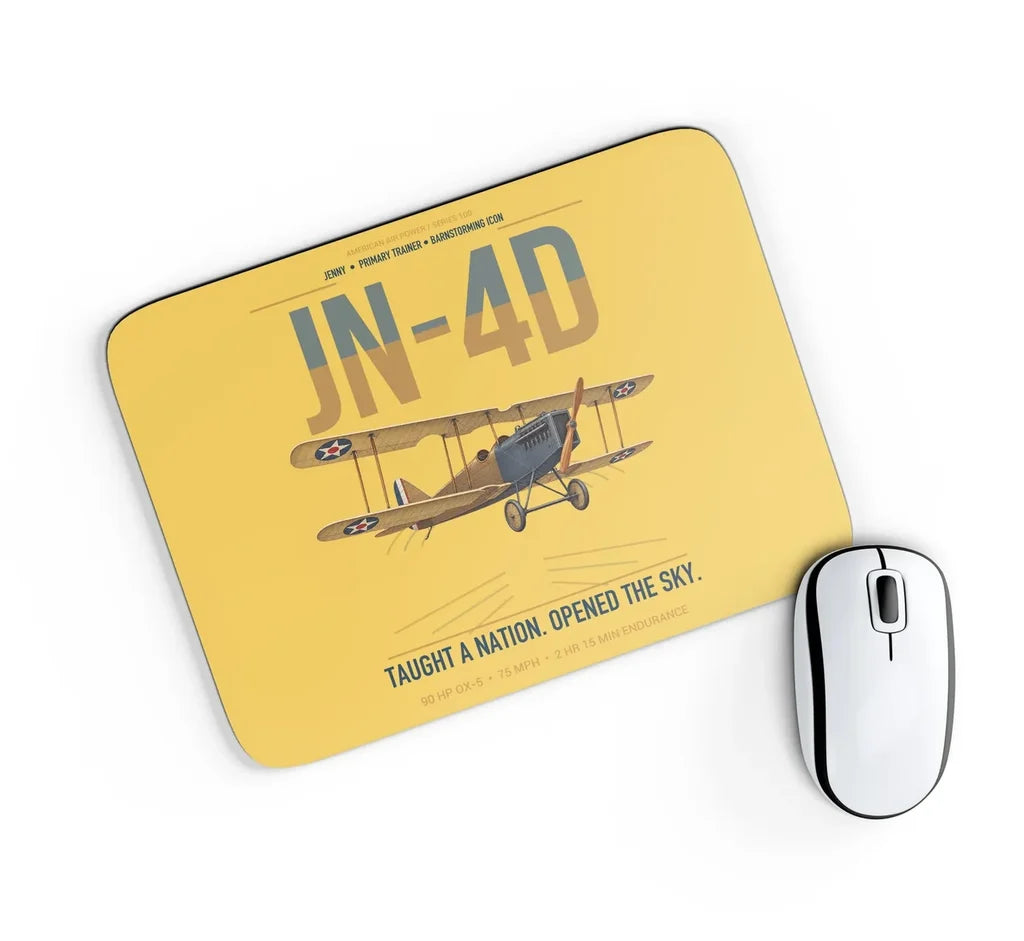 Curtiss JN-4D Jenny design on yellow rectangle mouse pad