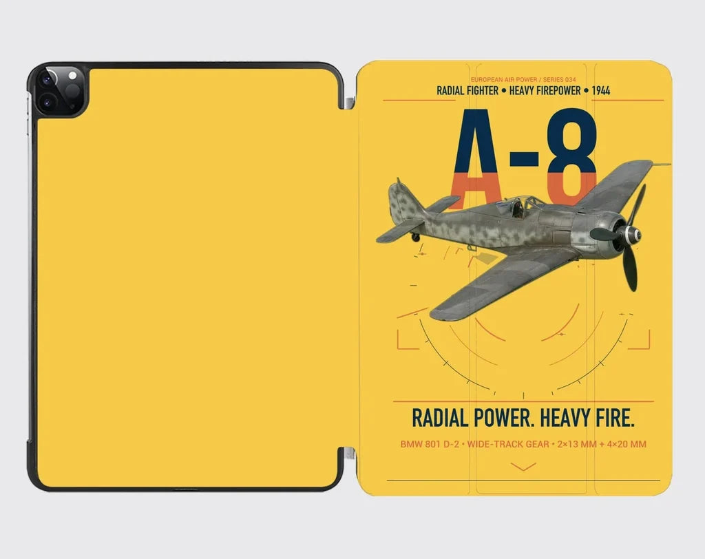 Focke-Wulf Fw 190A-8 design on yellow ipad tablet case
