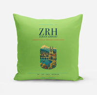 Thumbnail for Zurich Airport (ZRH) design on light green pillow