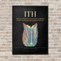Thumbnail for Ithaca Tompkins Regional Airport ITH vertical canvas print - framed - black background