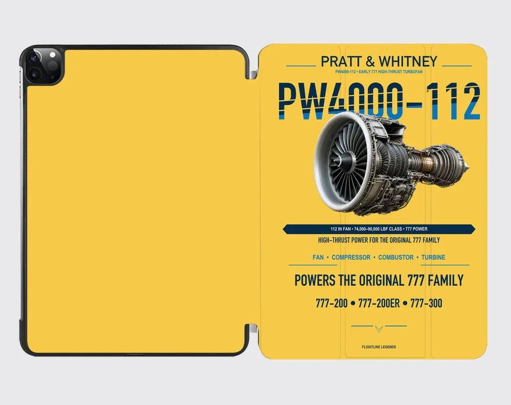 PW4000-112 design on yellow ipad tablet case
