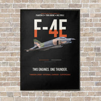 Thumbnail for F-4E Phantom II Two Engines One Thunder vertical canvas print - framed - black background