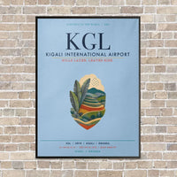 Thumbnail for Kigali International Airport KGL vertical canvas print - framed - light blue background
