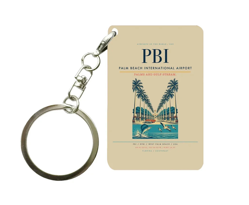 Palm Beach International Airport (PBI) design on beige key chain