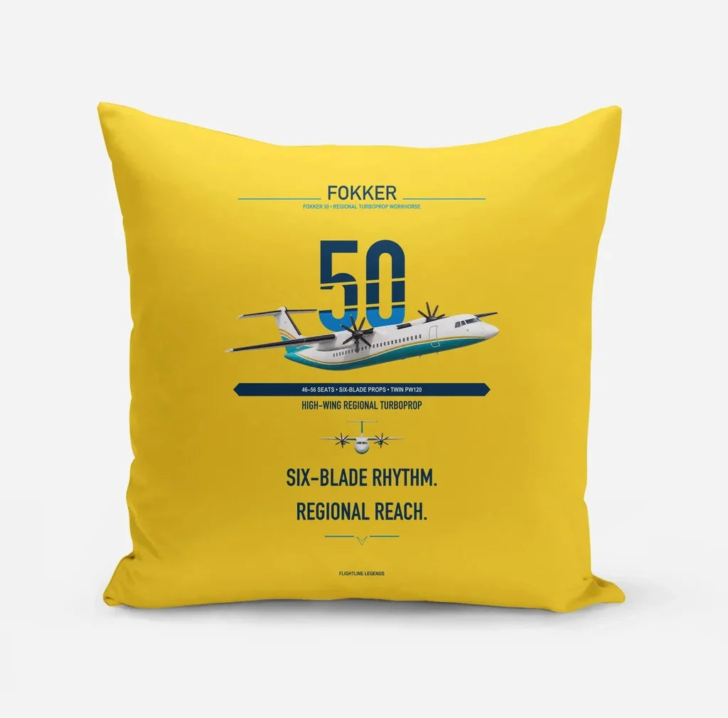Fokker 50 design on yellow pillow