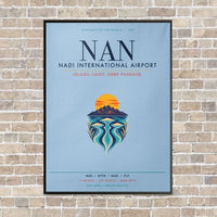 Thumbnail for Nadi International Airport NAN vertical canvas print - framed - light blue background